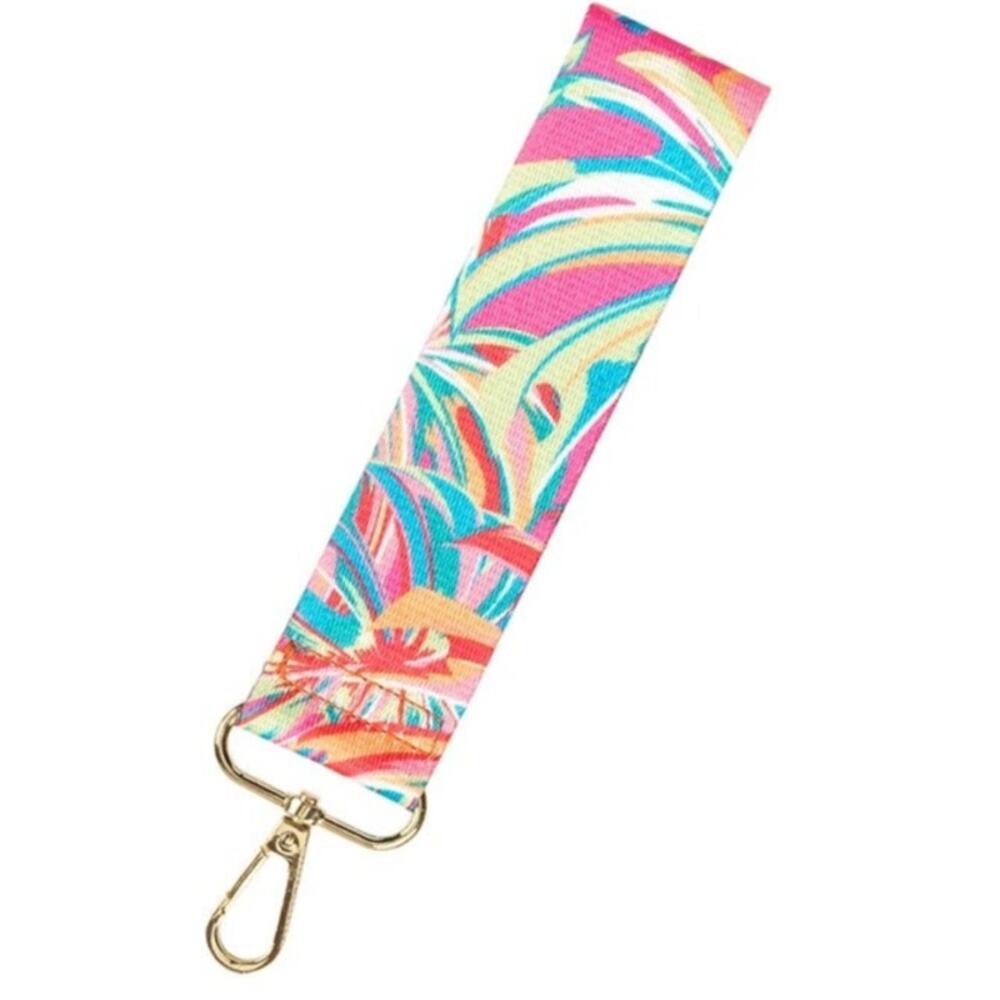 Colorful Tropical Print Wristlet Strap with Gold Hardware